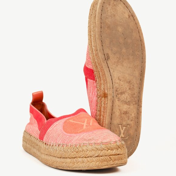 Louis Vuitton Pink Shore Postcard Embroidered-Logo Espadrilles - Picture 5 of 10